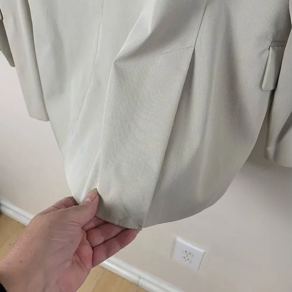 Calvin Klein Size L Lightweight Men's Sport Coat Blazer Jacket Beige Cotton